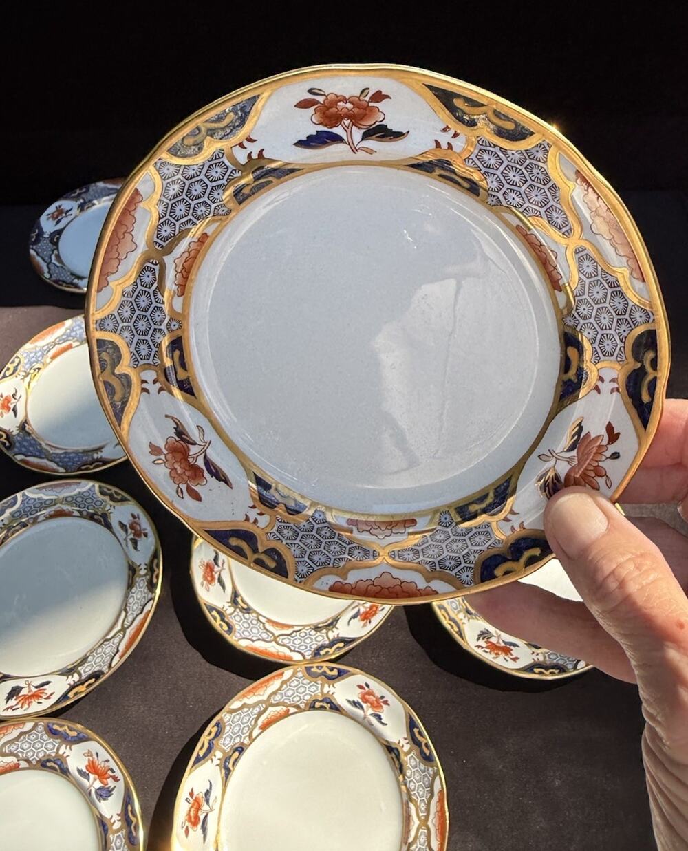 Spode Shima Salad Bread and Butter Plate Blue Reddish 6” Rare Set Of 12 EUC!